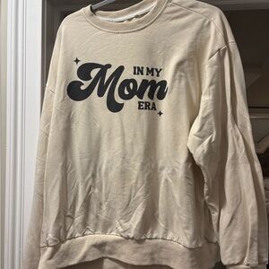 Women’s In My Mom Era Crew Neck Sweater Size Large Cream Color